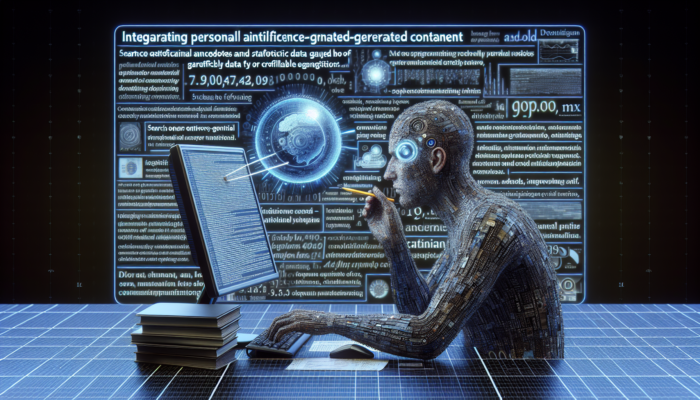 A person editing AI text on a computer, adding anecdotes and data for SEO optimisation.