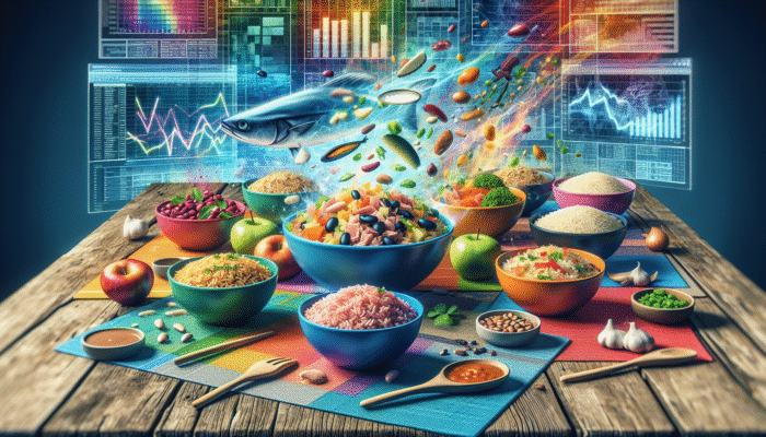 Vibrant rice bowls featuring tuna, beans, vegetables, and sizzling Asian-style fried rice with eggs and proteins.