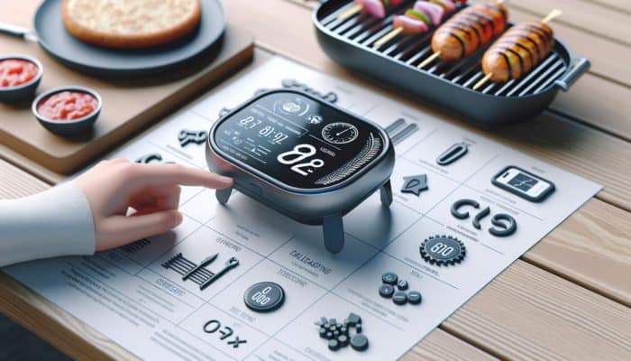 An easy-to-use grill timer featuring a large display and intuitive buttons, designed for portability and quick setup.
