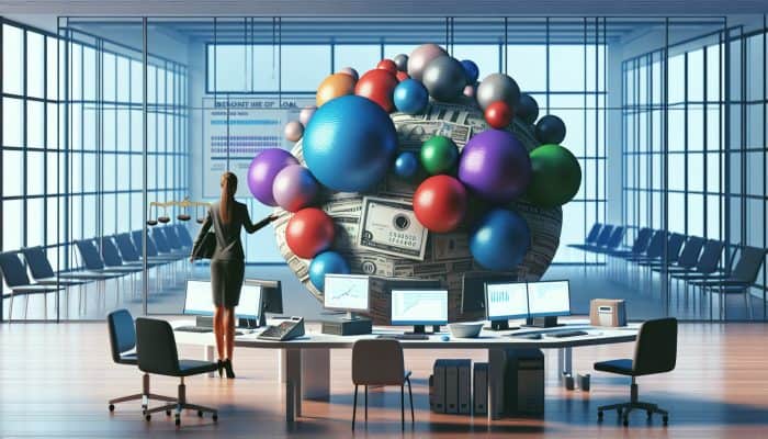 Understanding Debt Consolidation: UK Guide | DCL Infographic on UK debt consolidation with charts, individual managing debts, and unified loan in modern office.