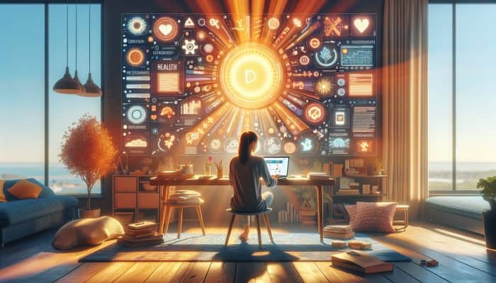 Vitamin D Blood Test in Beverley: A focused person in Beverley schedules a vitamin D blood test on a laptop, surrounded by health documents, calendar, and phone in a sunlit room.