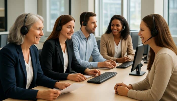 Utilising Support Teams at Banks and Lenders: Key Strategies | DCL Support team at bank discussing debt consolidation options with clients.