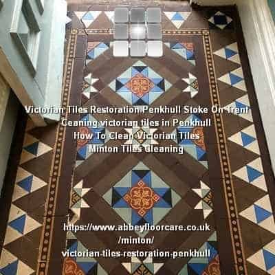 Victorian hallway tiles in Penkhull uncovered after carpet removal revealing dark residue and uneven wear