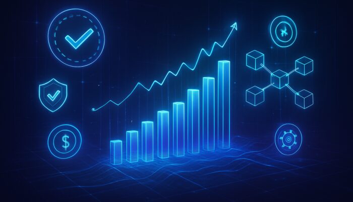 Futuristic neon dashboard featuring a comparison of yield aggregators with holographic charts and blockchain icons